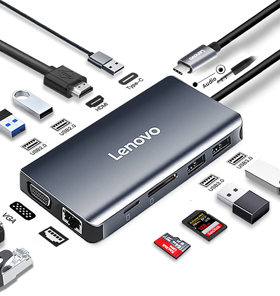 【Hollywood_2209】Lenovo USB-C 10個セット Lenovo USB C Hub, USB C Laptop Docking Station 11 in 1 Multiport